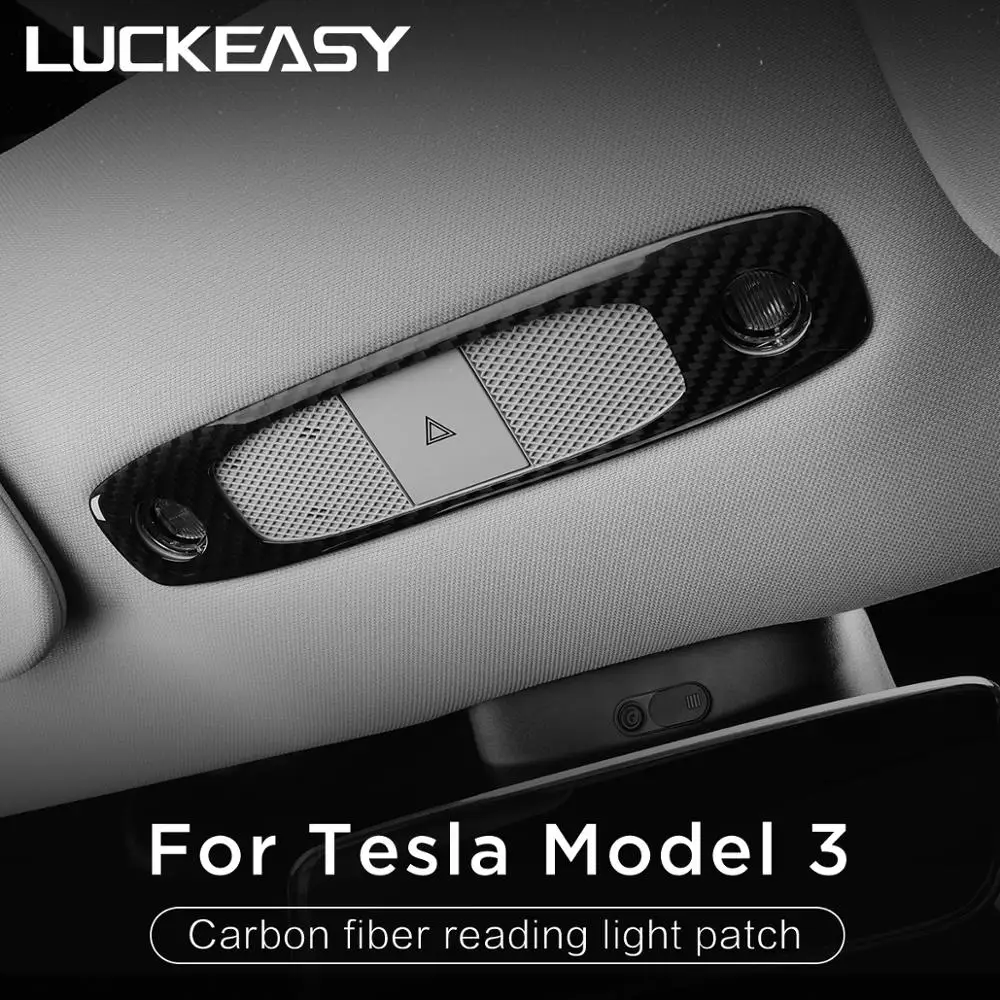 Автомобильная лампа для чтения LUCKEASY из настоящего углеродного волокна модель Tesla