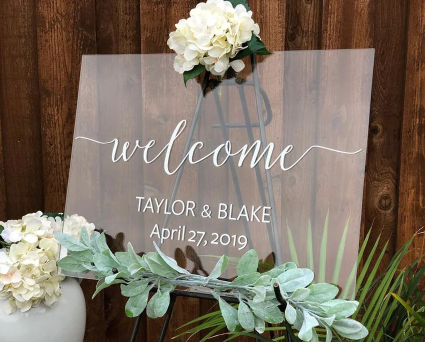 

Personalized Wedding Vinyl Wall Sticker Mural Custom Welcome Sign Decal Name Date Rustic Wedding Mirror Board Poster Decor J172