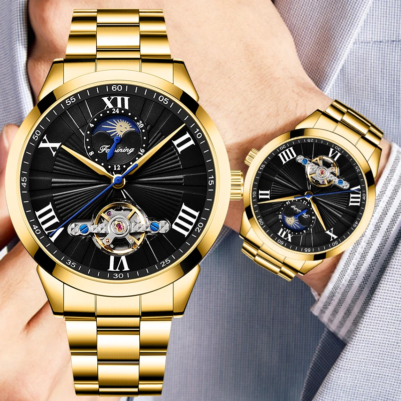 FORSINING Fashion Tourbillon Mechanical Watch Men's Luminous Waterproof Moon Phase Casual Clock Brand Business Men's Watch
FORSINING Fashion Tourbillon Mechanical Watch Men's Luminous Waterproof Moon Phase Casual Clock Brand Business Men's Watch