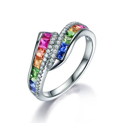 Charm Female Rainbow Ring With Small Stone Unique Style Silver Cross Wedding Ring Fashion Promise Engagement Rings For Women
Charm Female Rainbow Ring With Small Stone Unique Style Silver Cross Wedding Ring Fashion Promise Engagement Rings For Women