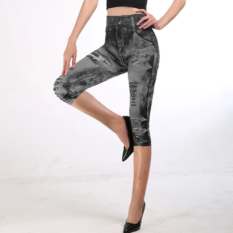 Muyogrt Faux Jeans Leggings Woman Fake Denim Jeggings Stretch Printed Short Leggins 4\3 Capri Pants Ladies Summer Sport Pants
Muyogrt Faux Jeans Leggings Woman Fake Denim Jeggings Stretch Printed Short Leggins 4\3 Capri Pants Ladies Summer Sport Pants