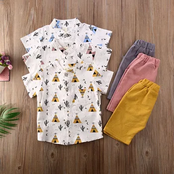 Summer Children Two Piece Outfits Baby Boy Clothes Set Short Sleeve Cactus Print T-Shirt Solid Color Shorts with Drawstring 2020
Summer Children Two Piece Outfits Baby Boy Clothes Set Short Sleeve Cactus Print T-Shirt Solid Color Shorts with Drawstring 2020