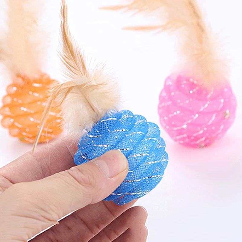 Cute Pet Cat Toy Cat Line Ball Feather Line Tube Ball Pet Toy Funny Ball Pet Cat Toy Cat Line Ball With Feather Line Tube Ball