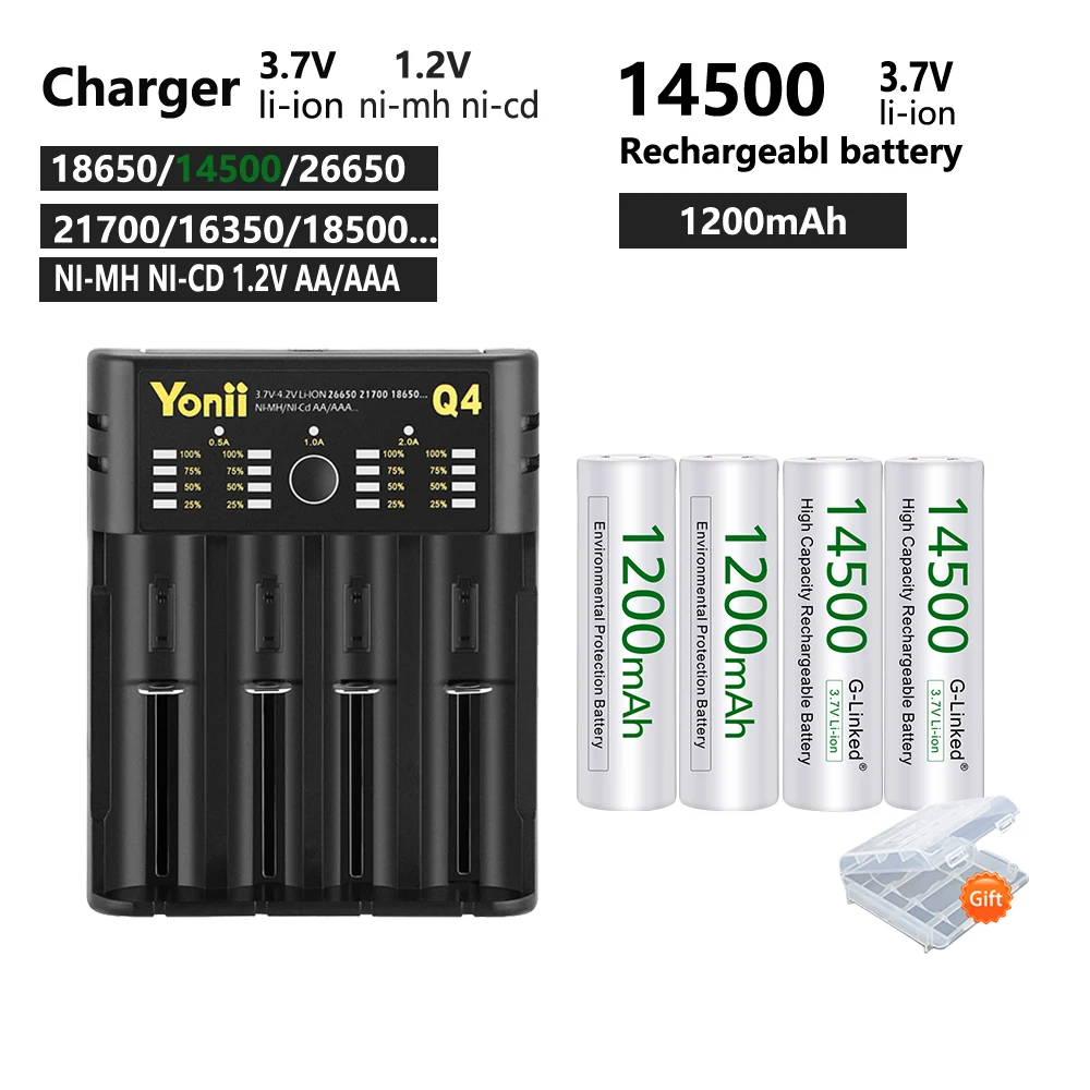 14500 18650 Battery Charger +14500 1200mAh 3.7V Li-ion Rechargeable Batteries AA for LED Flashlights / Headlamps | Электроника
