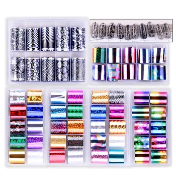 1 Box Marble Design Foils Nail Set Transfer Sticker Kit Flower Adehesive Paper Wraps Nail Art DIY Tips Slider Papers Decoration