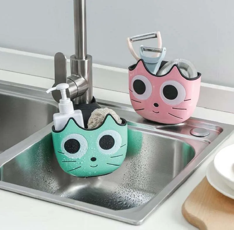 Cute Cat Shape Sink Shelf Soap Sponge Drain Rack Bathroom Holder Kitchen Storage Suction Cup Kitchen Organizer Sink kitch
Cute Cat Shape Sink Shelf Soap Sponge Drain Rack Bathroom Holder Kitchen Storage Suction Cup Kitchen Organizer Sink kitch