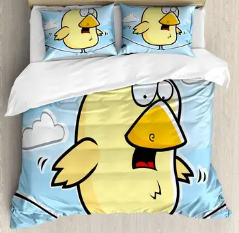 Bird on a Wire Duvet Cover Set Humorous Cartoon Animal Graphic 3 Piece Bedding Set Sky Blue Pastel Yellow
Bird on a Wire Duvet Cover Set Humorous Cartoon Animal Graphic 3 Piece Bedding Set Sky Blue Pastel Yellow