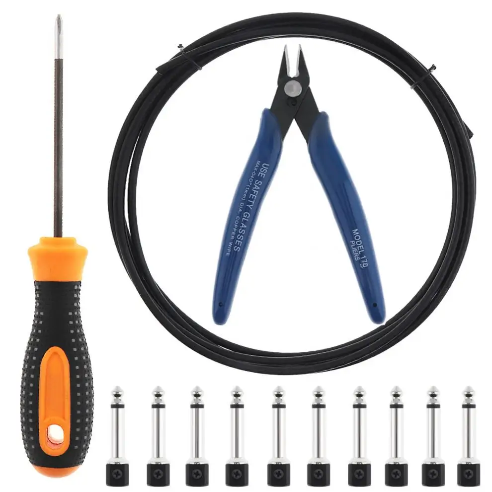 DIY Solderless Cable Kit Guitar Cable Set 13pcs with Plug Screw Driver and Cable Cutter for Effect Pedal Musical Instruments
DIY Solderless Cable Kit Guitar Cable Set 13pcs with Plug Screw Driver and Cable Cutter for Effect Pedal Musical Instruments