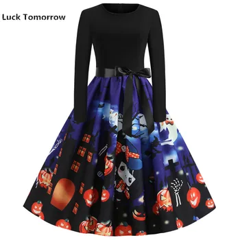 New 2019 Womens Autumn Dress Black Vintage Pumpkin Print Vestidos Plus Size Elegant Full A-Line Halloween Party Dresses
New 2019 Womens Autumn Dress Black Vintage Pumpkin Print Vestidos Plus Size Elegant Full A-Line Halloween Party Dresses