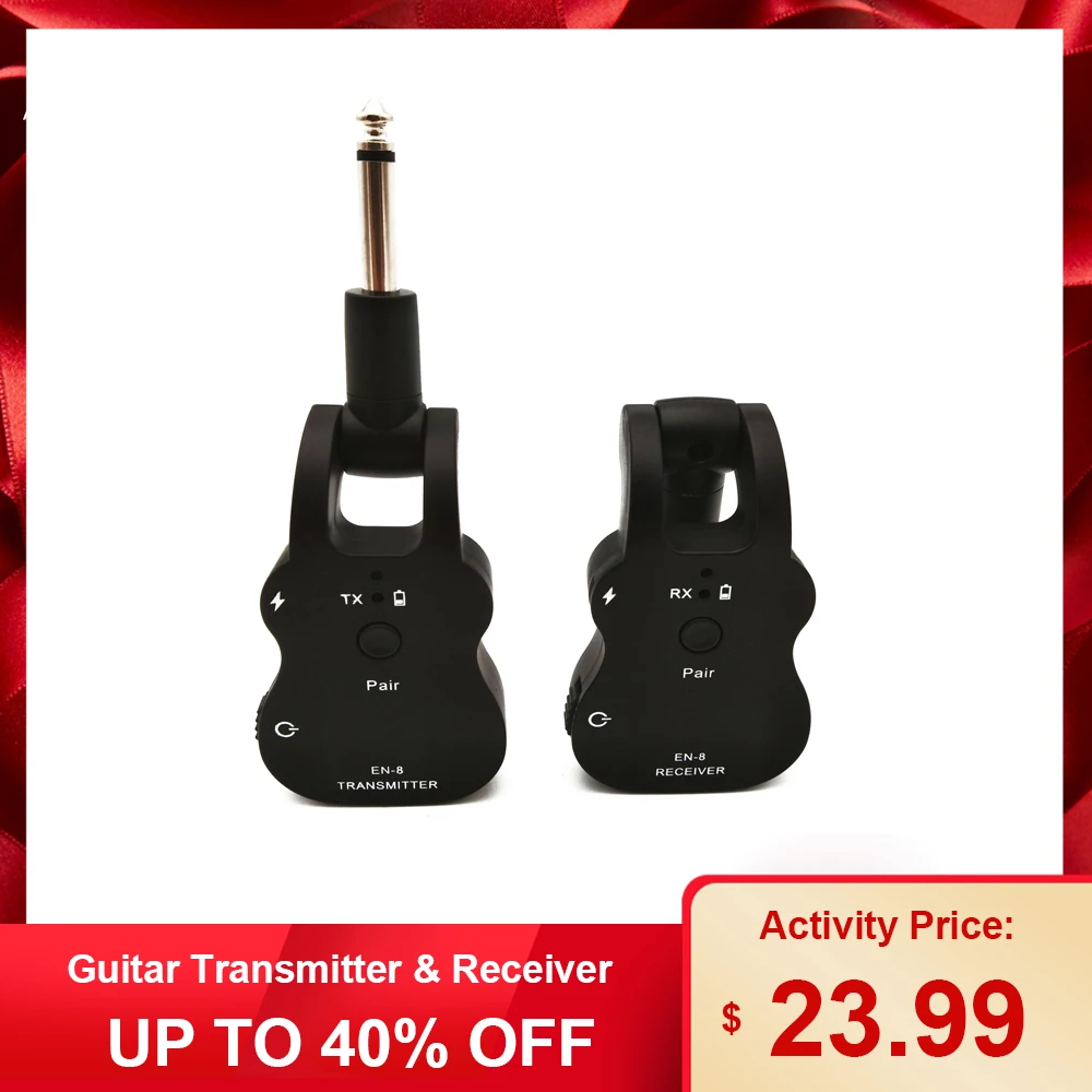 Electric Guitar Pickup Guitar Transmitter Receiver System UHF Wireless Audio USB Rechargeable Pick Up for Guitar Bass hot sale
Electric Guitar Pickup Guitar Transmitter Receiver System UHF Wireless Audio USB Rechargeable Pick Up for Guitar Bass hot sale