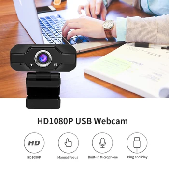 Computer Camera 1080P USB Webcam Manual Focus Built-in Sound-absorbing Microphone Drive-free Web Camera for PC Laptop Wholesale