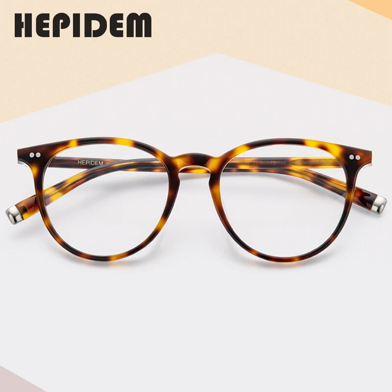 

HEPIDEM Acetate Optical Eyeglass Frames Men Retro Vintage Round Glasses Nerd Women Prescription Spectacles Myopia Eyewear 9122