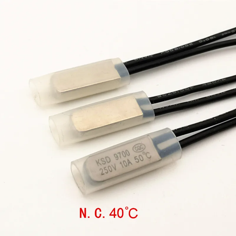 

100pcs/lot 40C 10A KSD9700 Normally Close Thermostat, Temperature Switch, NC 40 Celsius, Bimetal Disc.