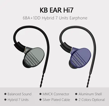 

Flagship KBEAR Hi7 6BA+1DD Hybrid Earphone HiFi In Ear Headphone For Running HIFI DJ Monitor Earphone Earbuds With Cable