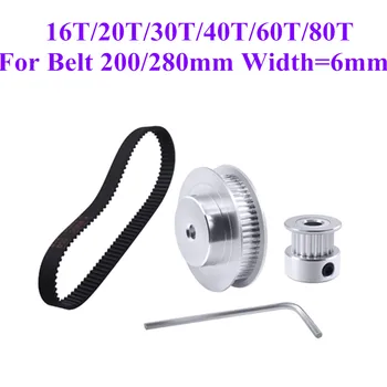 

GT2/2GT Timing Belt Pulley Set 200/280mm 16T:80T 20T:60T 30T:60T 40T:85T GT2 Reduction Speed Ratio Timing Belt Pulley Kit CNC