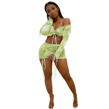 2020 Sexy Women Tie Dyeing Print Two-pieces Set Long Sleeve V-neck Off Shoulder T-shirt Crop Tops High Waist Lace-up Skirt Dress
2020 Sexy Women Tie Dyeing Print Two-pieces Set Long Sleeve V-neck Off Shoulder T-shirt Crop Tops High Waist Lace-up Skirt Dress