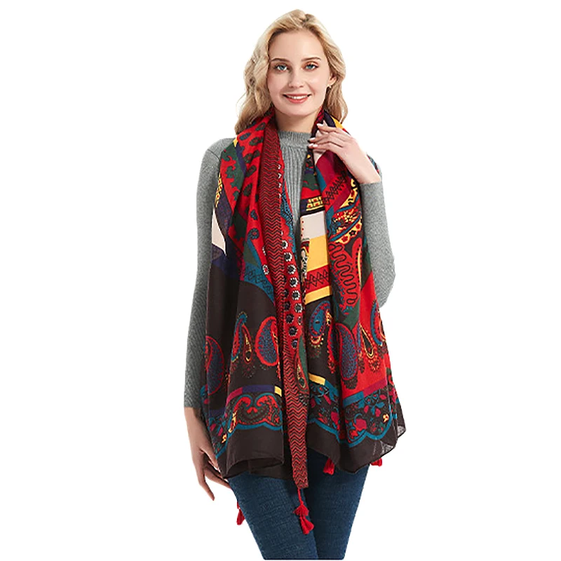 Double Side Tropical Soft Shawls Colorful Exotic Pashmina Wrap Shawl Scarf |