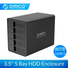 ORICO 3.5 ''5 Bay USB3.0 HDD Docking Station Supporto 80TB di Alluminio SATA a USB 3.0 Box e Alloggiamenti per hdd Con 150W Adaper Alimentazione Interna(China)