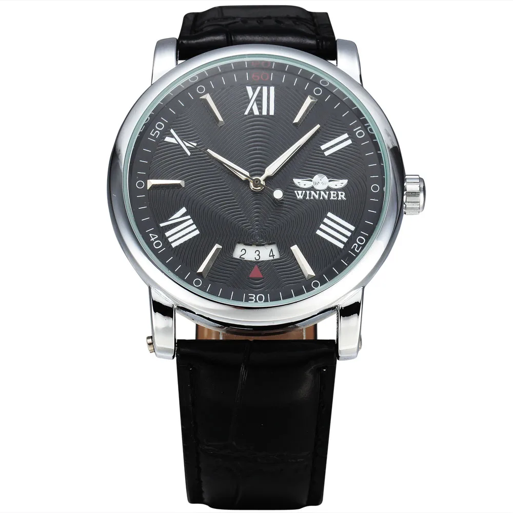 WINNER Watches Classic Mens Auto Date Automatic Mechanical Watch Analog Skeleton Man Black Leather Wrist Watch
WINNER Watches Classic Mens Auto Date Automatic Mechanical Watch Analog Skeleton Man Black Leather Wrist Watch