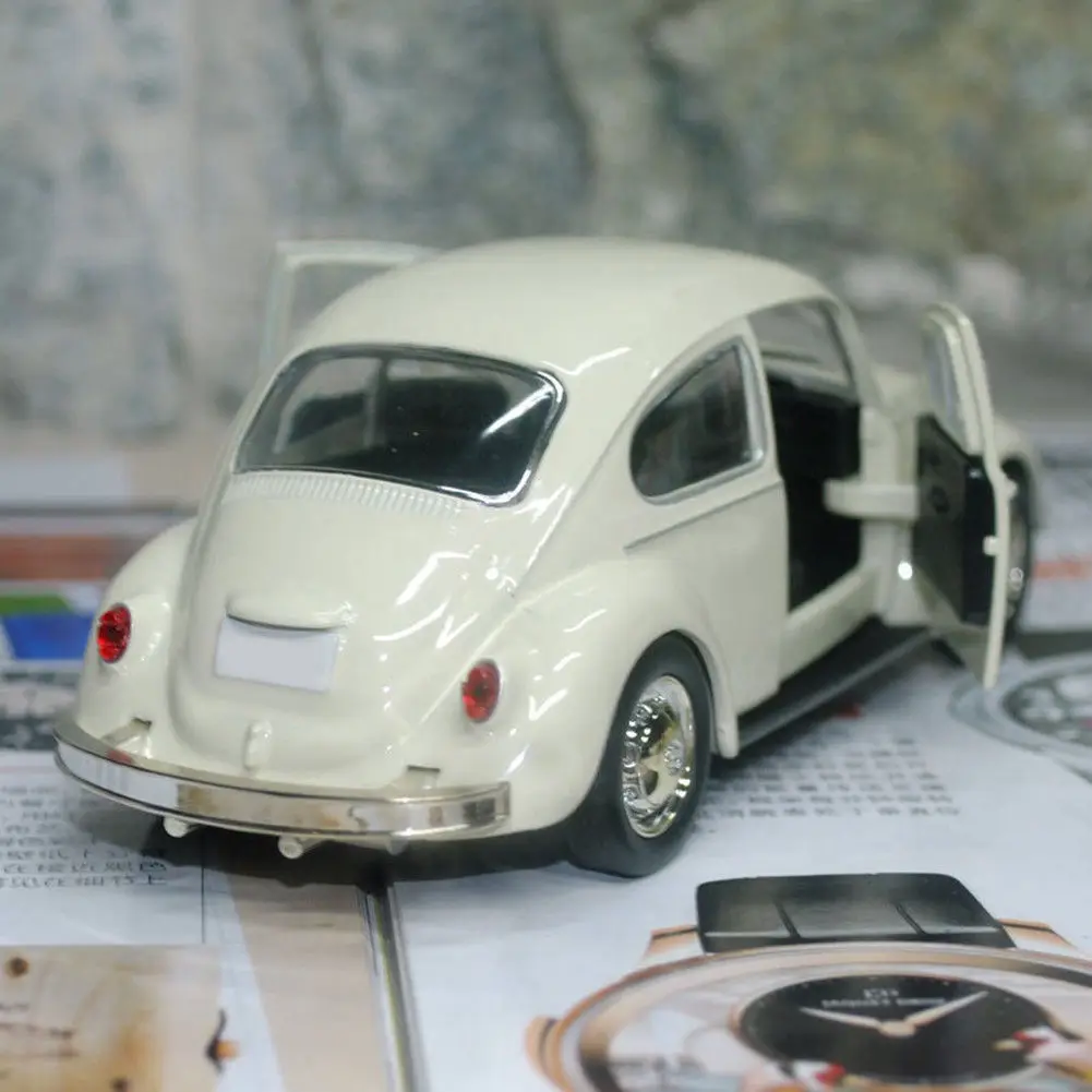 Retro Vintage Car Model Beetle Diecast Pull Back Toy For Gift Decor Cute Figurines Miniatures