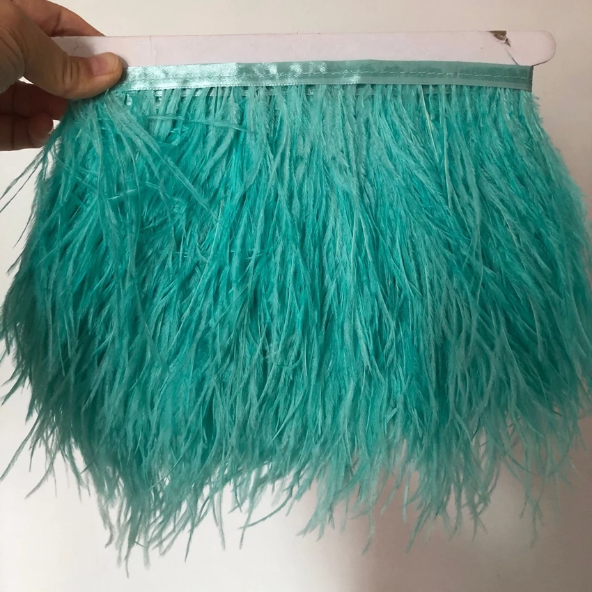 

Ostrich feathers ribbons fringe for needlework 10M 13-15CM DIY Feather trim Cloth Belt for bag Wedding dress clothes decoration
