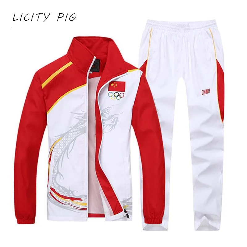 

LICITY PIG men sport suit mens tracksuit jogging set sweatsuit jacket track pants joggers olympia sweat suit team sportwear