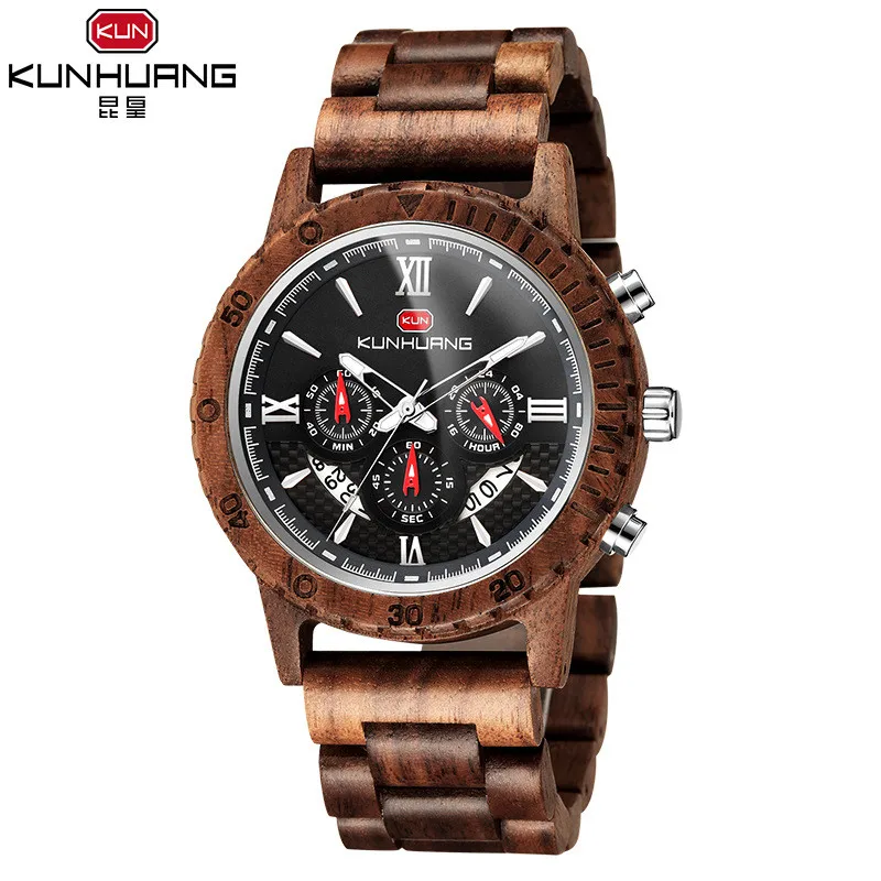 KUNHUNAG Man Watches Top Brand Creative Sport Chronograph Dial Luster Woodenwatch Men Accesories 2020 Fashion Quartz Clock
KUNHUNAG Man Watches Top Brand Creative Sport Chronograph Dial Luster Woodenwatch Men Accesories 2020 Fashion Quartz Clock