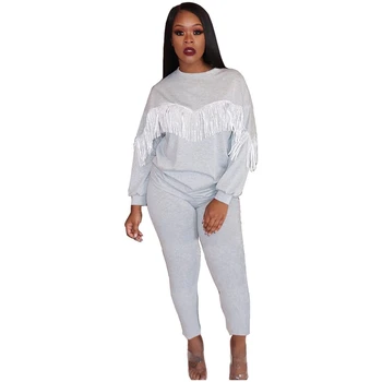 Casual Two Piece Set Tracksuit Women Tassel Crop Top and Pants Sport Suit Set Women Club 2 Piece Outfits Sweatsuit Women Set
Casual Two Piece Set Tracksuit Women Tassel Crop Top and Pants Sport Suit Set Women Club 2 Piece Outfits Sweatsuit Women Set