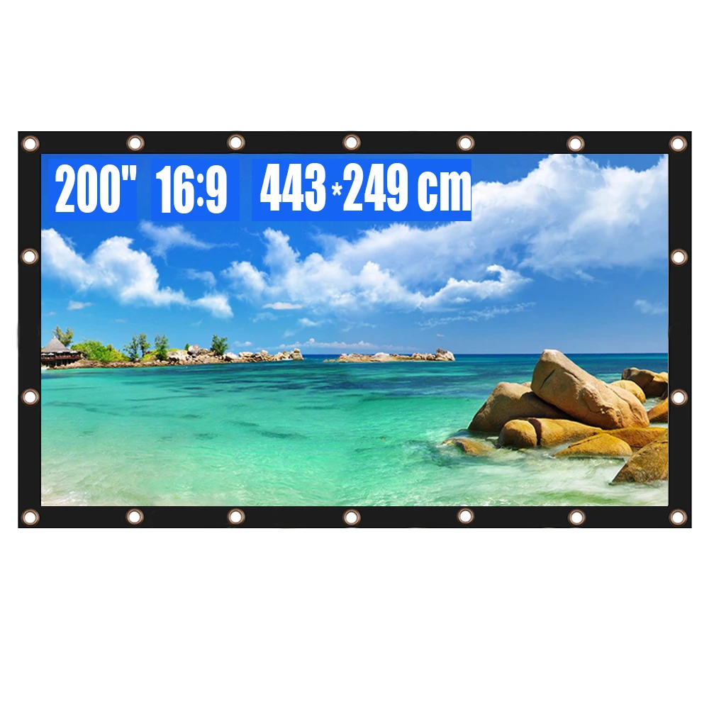 Projector Screen 200 Inch 16:9 HD Foldable Anti-Crease Portable Projection Movies Screen for Home Theater Office Outdoor Indoor
Projector Screen 200 Inch 16:9 HD Foldable Anti-Crease Portable Projection Movies Screen for Home Theater Office Outdoor Indoor