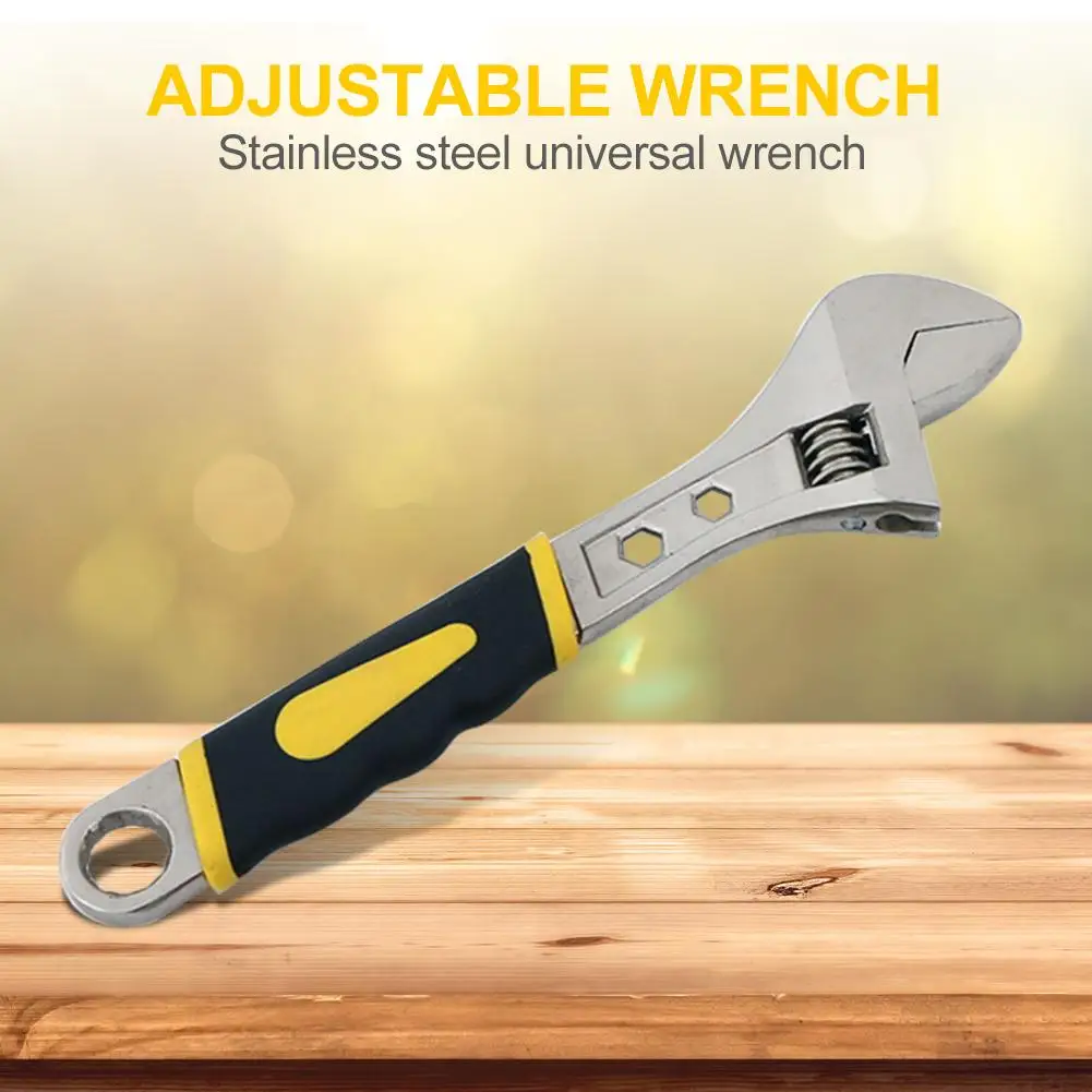 Stainless Steel Universal Wrench Adjustable Spanner Water Pipe Home Hand Tool Fine Treatment of Wrench Surface Clear Calibration
Stainless Steel Universal Wrench Adjustable Spanner Water Pipe Home Hand Tool Fine Treatment of Wrench Surface Clear Calibration