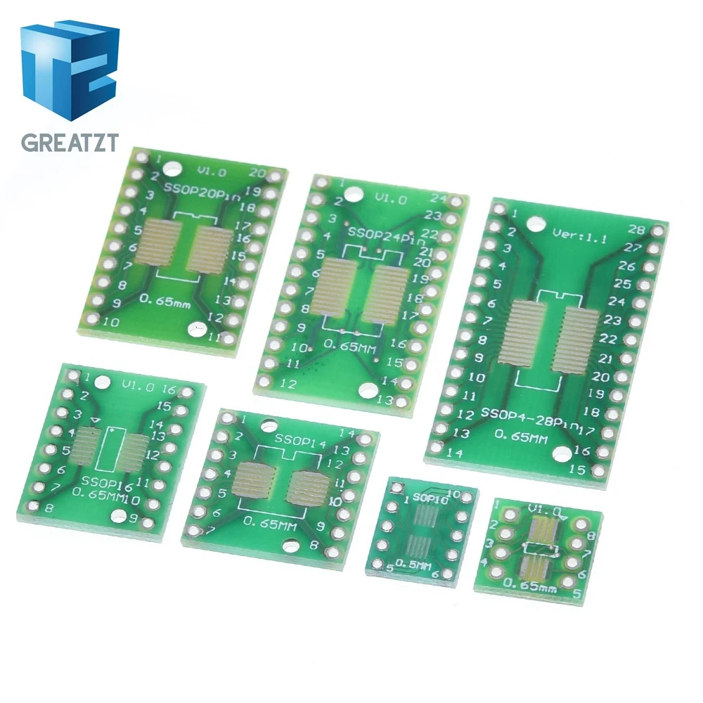 GREATZT 7 шт. = значений * 1 набор печатных плат SMD поворот DIP SOP MSOP SSOP TSSOP SOT23 8 10 14 16 20 24 28 SMT