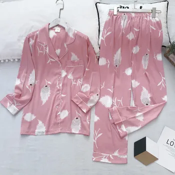 Women 2PCS Sleep Set Nightgown Casual Pajamas Suit Satin Shirt&Pants Nightwear Silky Print Sleepwear Kimono Bathrobe Gown 
Women 2PCS Sleep Set Nightgown Casual Pajamas Suit Satin Shirt&Pants Nightwear Silky Print Sleepwear Kimono Bathrobe Gown