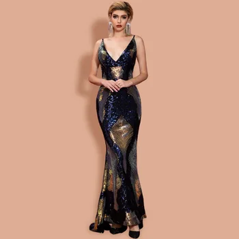Amazon popular 2019 new sexy V-neck pattern Sequin suspender fishtail dress evening dress female
Amazon popular 2019 new sexy V-neck pattern Sequin suspender fishtail dress evening dress female