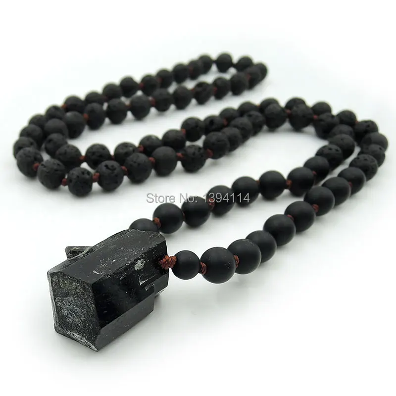 Black Tourmaline Point Pendant Necklace Volcanics Round Beads Knot Handmade 30inches 40inches
Black Tourmaline Point Pendant Necklace Volcanics Round Beads Knot Handmade 30inches 40inches