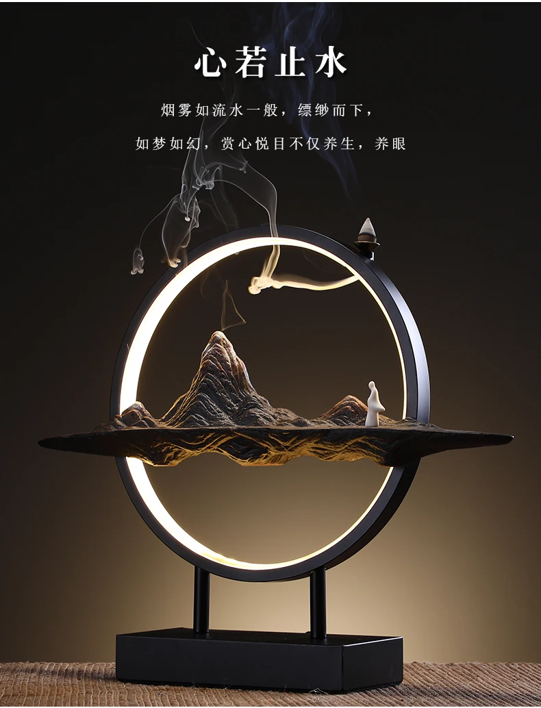 Горная подставка для курильницы, керамический светодиодный диффузор с запахом для помещений, буддийские товары KK60XL Горная подставка для курильницы, керамический светодиодный диффузор с запахом для помещений, буддийские товары KK60XL