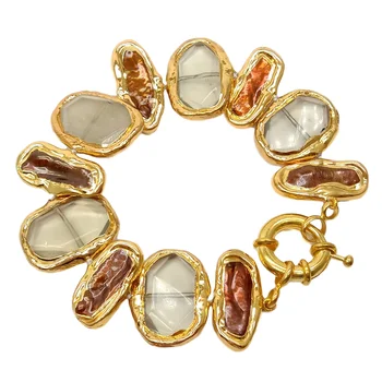 Cultured Brown Biwa Pearl Lemon Quartz Gold Plated Bracelet 8.5"
Cultured Brown Biwa Pearl Lemon Quartz Gold Plated Bracelet 8.5"