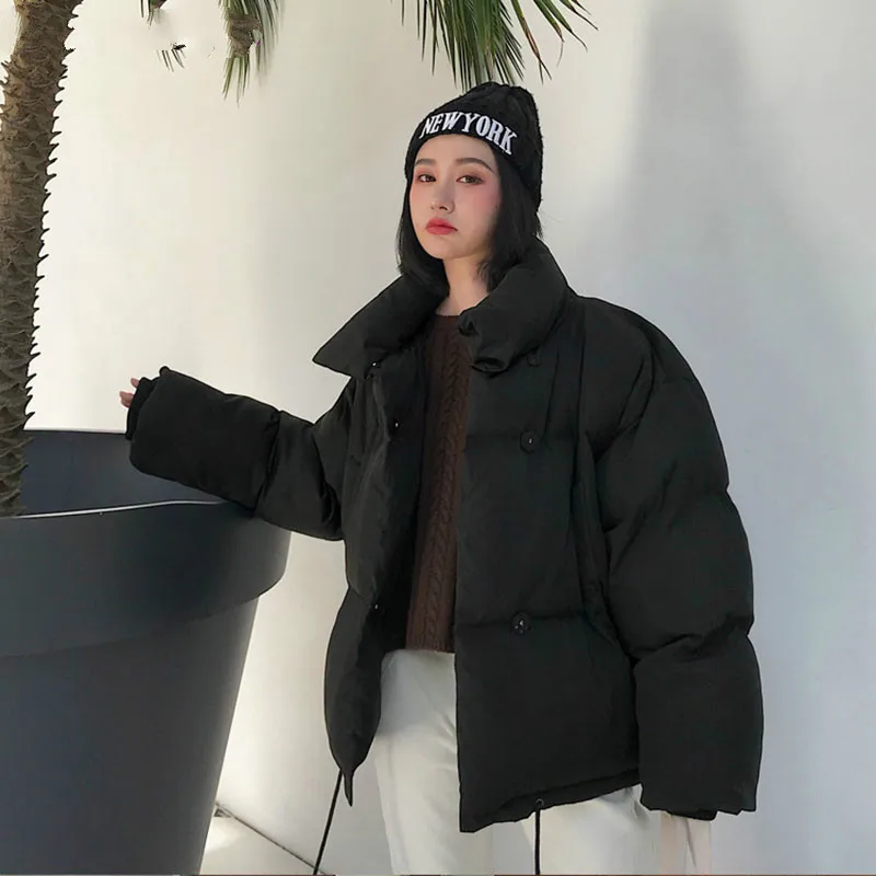 Down Jacket Korean Style Winter Women Stand Collar Solid Black White Female Down Coats Loose Oversized Women Short Parka
Down Jacket Korean Style Winter Women Stand Collar Solid Black White Female Down Coats Loose Oversized Women Short Parka