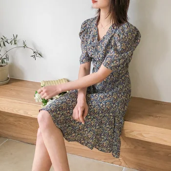 V-neck Small Floral Chiffon Dress Women Fit and Flare Women's Dress 2Colors
V-neck Small Floral Chiffon Dress Women Fit and Flare Women's Dress 2Colors