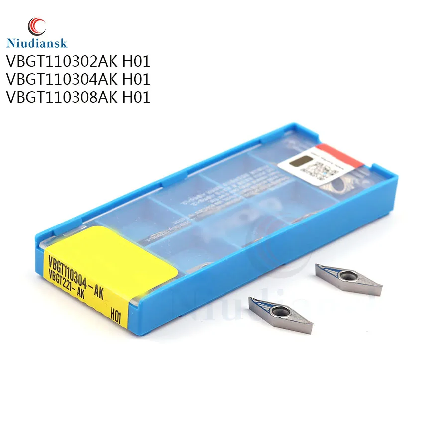 Токарные пластины VBGT110304 VBGT110308 AK H01 твердосплавные Круглые лезвия VBGT110302 для