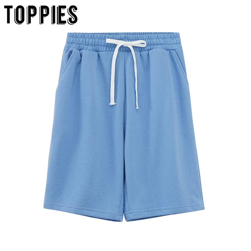 toppies summer two piece set women tracksuits solid color sweatshirts bermuda shorts elastic waist