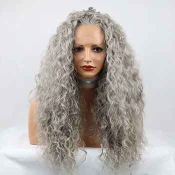 High Density Grey Curly Synthetic Lace Front Wigs with Middle Part for Women Glueless Realistic Daily Wear Makeup Wig Cosplay
High Density Grey Curly Synthetic Lace Front Wigs with Middle Part for Women Glueless Realistic Daily Wear Makeup Wig Cosplay
