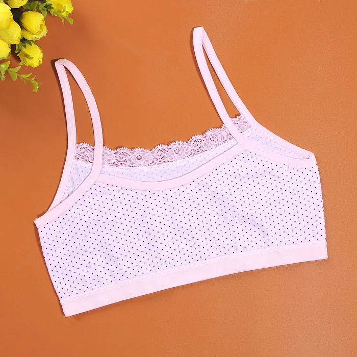 2pc/lot Cotton Kids Bras Wireless Puberty Girls Bra Breathable Training Bras  Girls Underwear Children