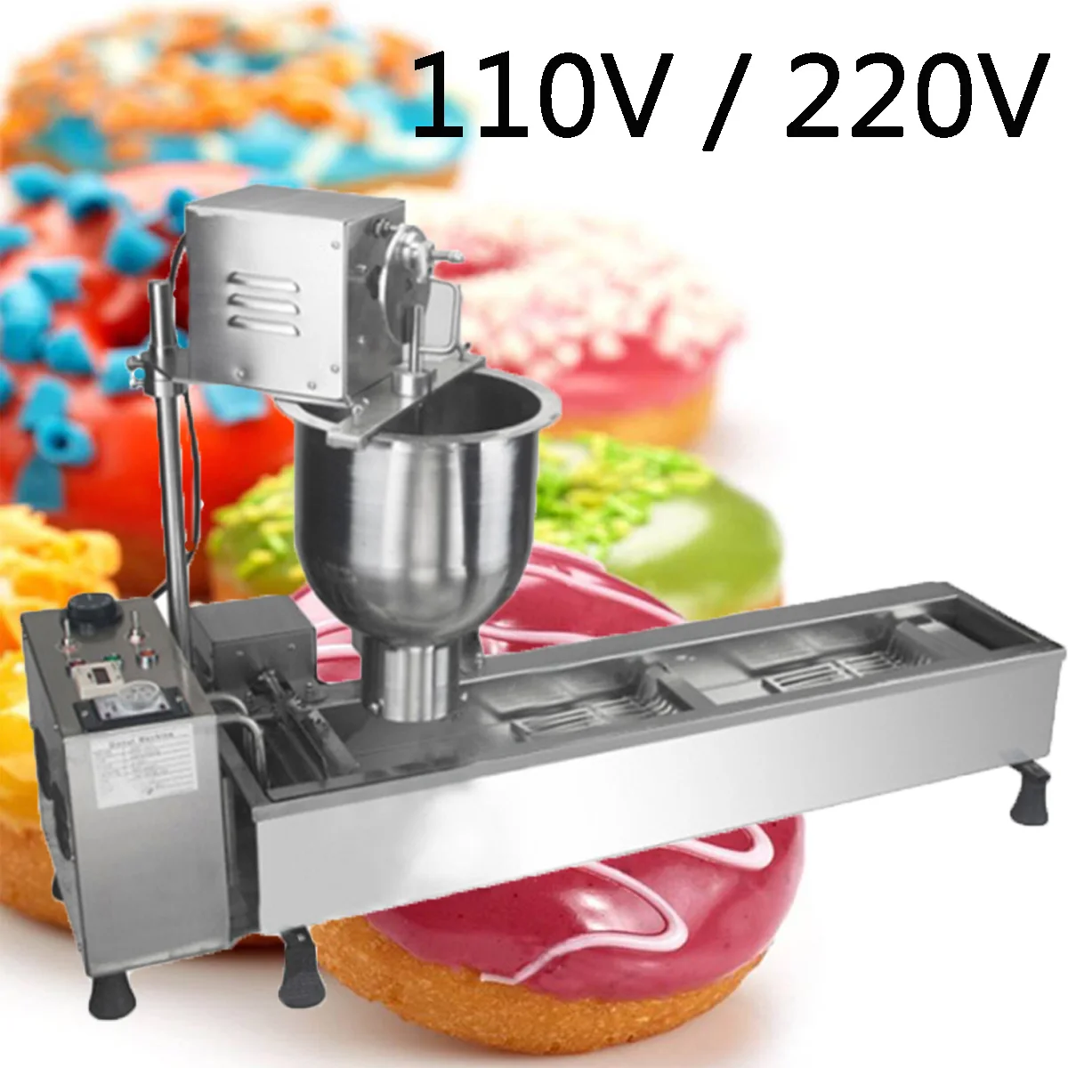 

500Pcs/Hour 110V/220V 3KW Automatic Donut Maker 304 Stainless Steel Making Machine 7.5L with 3Set Mold