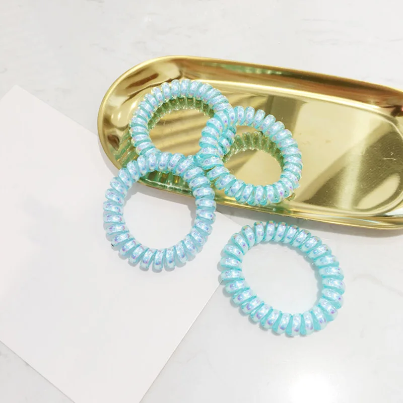 Graceful Unique 1PC/2PCS Elastic Hair Rope Blue Adjustable Telephone Line Pink Acrylic Transparent Exotic Fantasy Wood