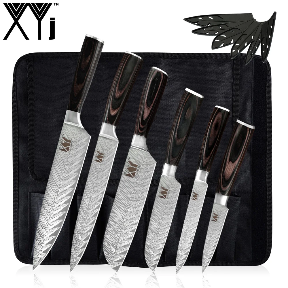 XYj Japanese Kitchen Knives Laser Damascus pattern Stainless Steel Kitchen Knife Set Cooking Tool Veggie Meat Fish Chef Cutter
XYj Japanese Kitchen Knives Laser Damascus pattern Stainless Steel Kitchen Knife Set Cooking Tool Veggie Meat Fish Chef Cutter