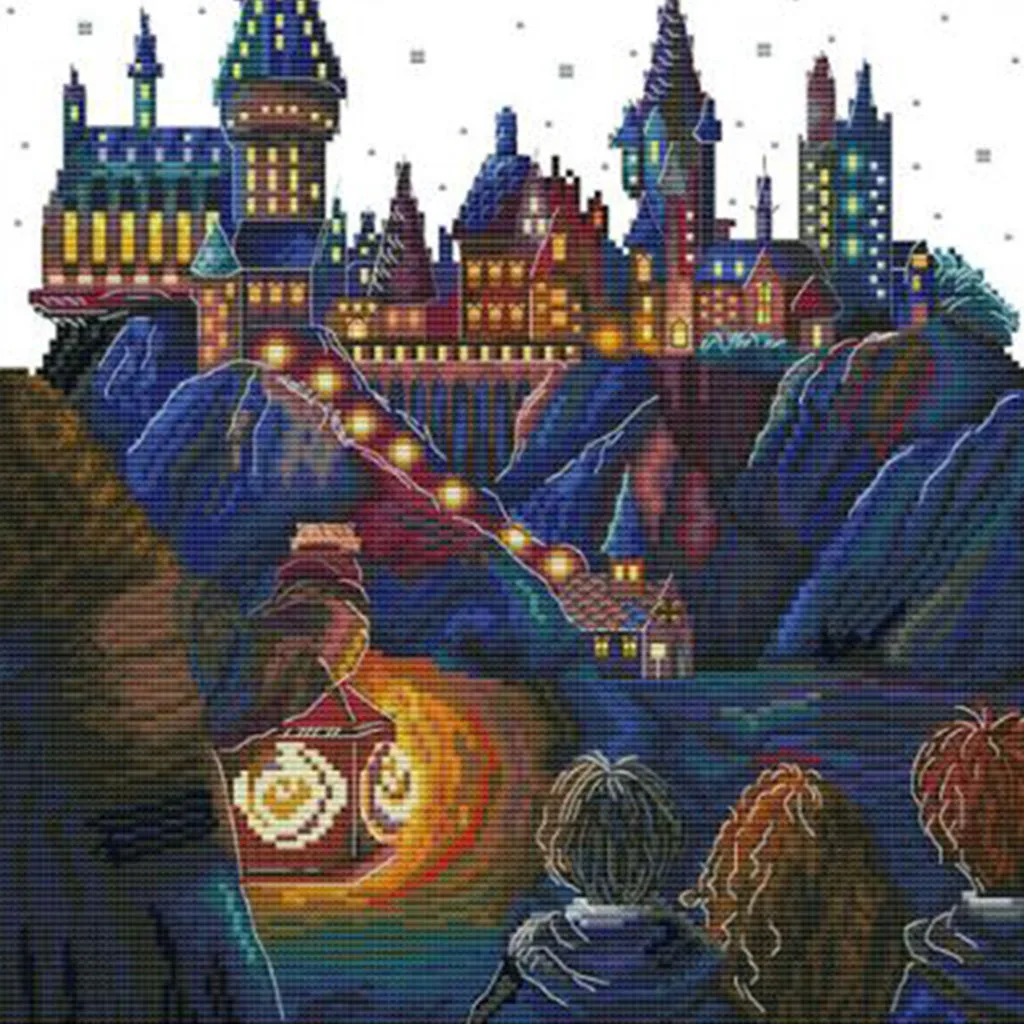 Stamped Cross Stitch Kits Pre-printed Embroidery Cloth - Castle Pattern Stamped Cross Stitch Kits Pre-printed Embroidery Cloth - Castle Pattern