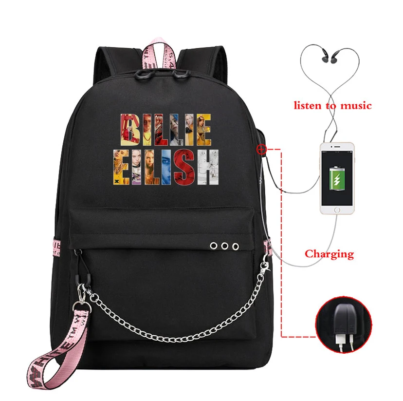 Sac a dos femme 2019 Billie Eilish prints girls travel backpack USB interface school bags for teenage girls bag mochila mulheres
Sac a dos femme 2019 Billie Eilish prints girls travel backpack USB interface school bags for teenage girls bag mochila mulheres