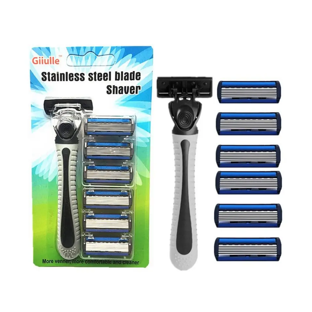 Manual Beard Shaver Manual Hand Safety Razor 6PCS 6-Layer Blade ABS Grip Anti-slip Handle Portable Home Use
Manual Beard Shaver Manual Hand Safety Razor 6PCS 6-Layer Blade ABS Grip Anti-slip Handle Portable Home Use