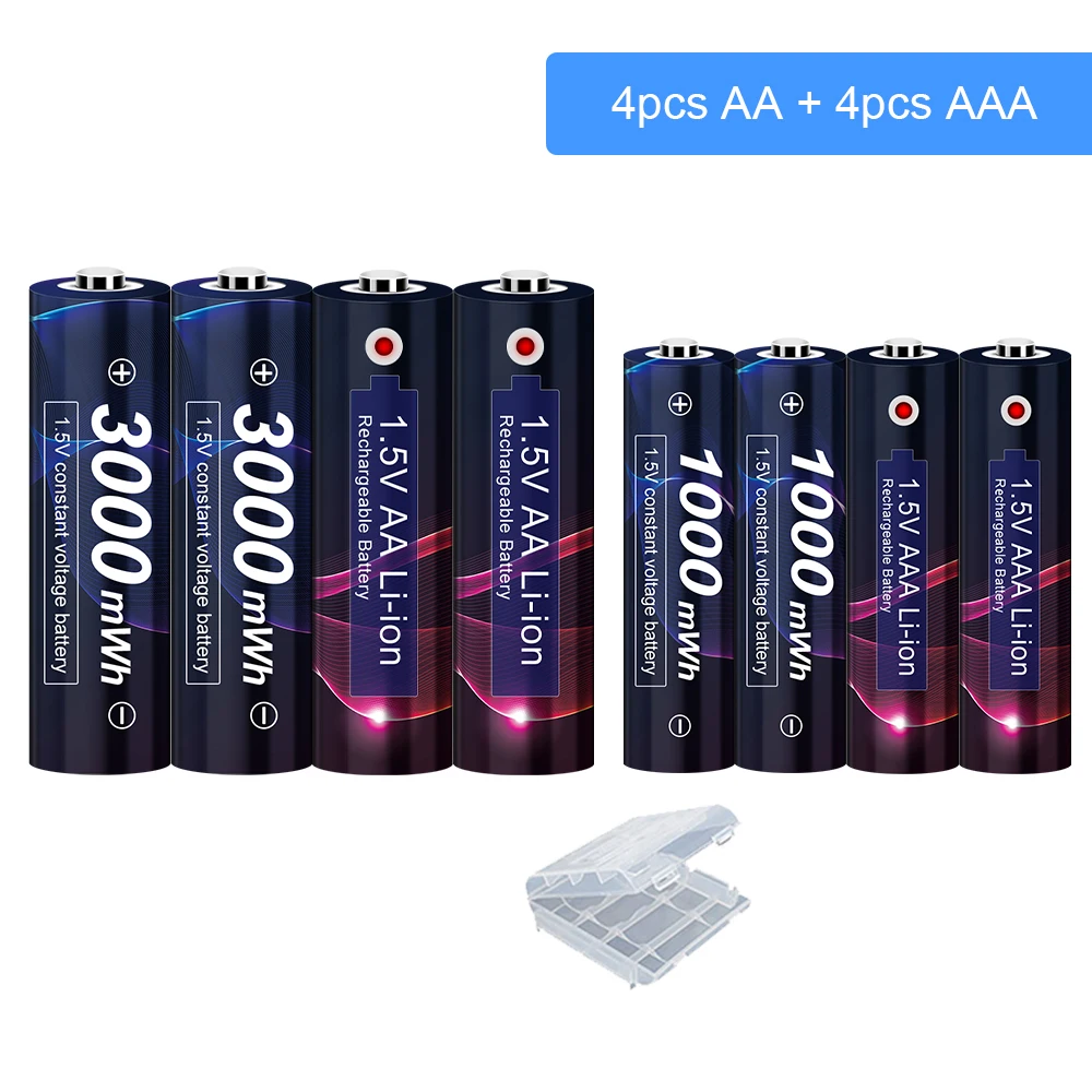 Origianl 1.5V AA Li-ion Rechargeable Battery 3000mWh AA 1.5V Lithium Battery+1000mWh 1.5V AAA Li-ion Rechargeable Battery AAA
Origianl 1.5V AA Li-ion Rechargeable Battery 3000mWh AA 1.5V Lithium Battery+1000mWh 1.5V AAA Li-ion Rechargeable Battery AAA