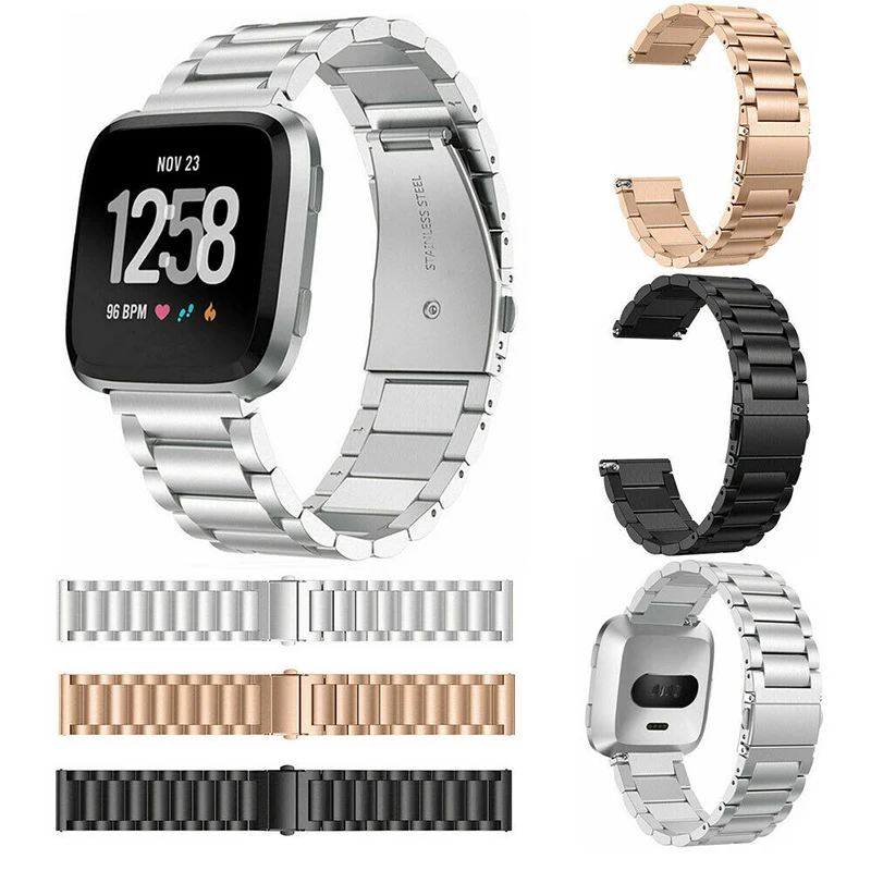 Fitbit ремешок Versa ионный металлический браслет из нержавеющей стали 23 мм Pour Watch Smart